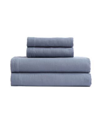 Soho Solid Washed Cotton 4-Piece Sheet Set, Queen
