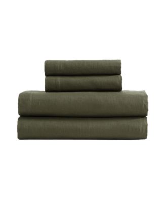 Soho Solid Washed Cotton 4-Piece Sheet Set, Queen