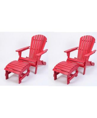 Grand Collection Assembled Foldable Large Adirondack Chair Pine Wood, Red