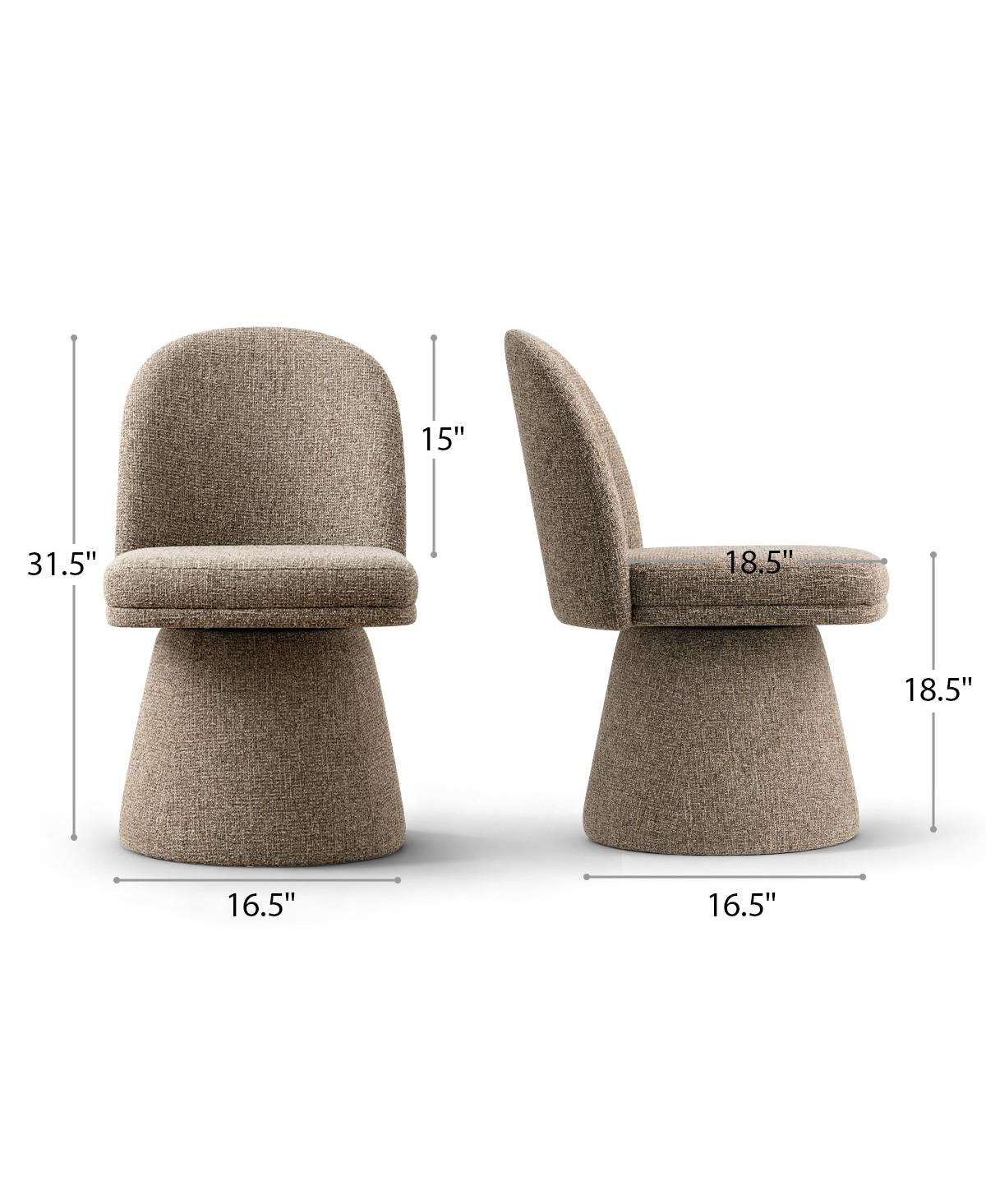 Maison Boucle 360degree(s) Swivel Upholstered Dining Chairs Set of 2, Modern Side