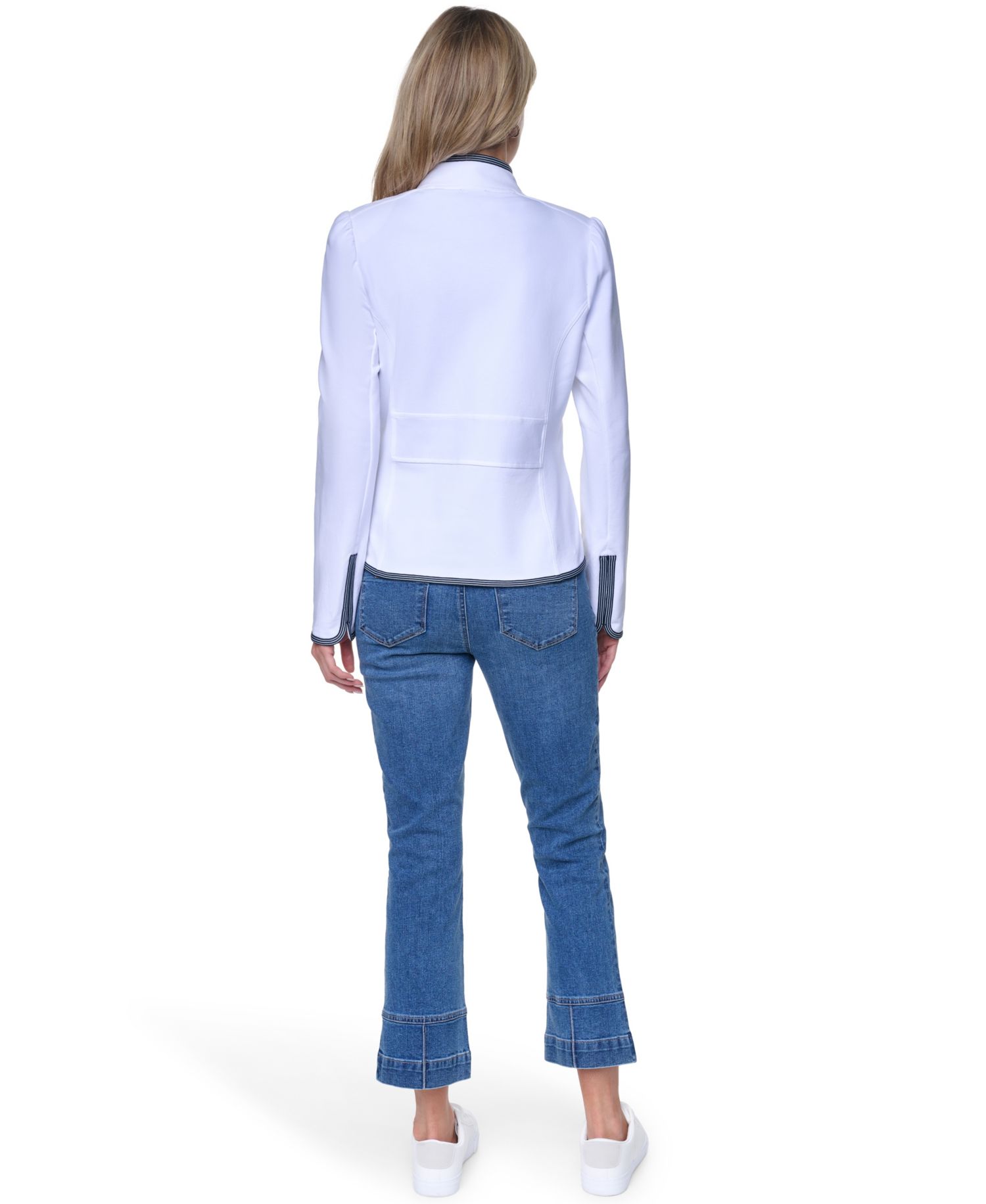 Women's Cotton-Blend Band Collar Captain Jacket