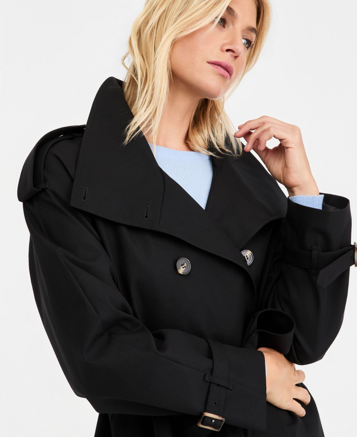 Women's Funnel-Neck Belted Trench Coat