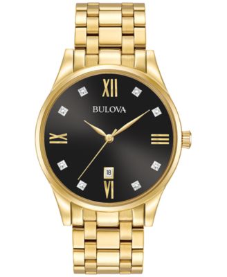 Bulova Men's Dress Diamond Accent Gold-Tone Stainless Steel