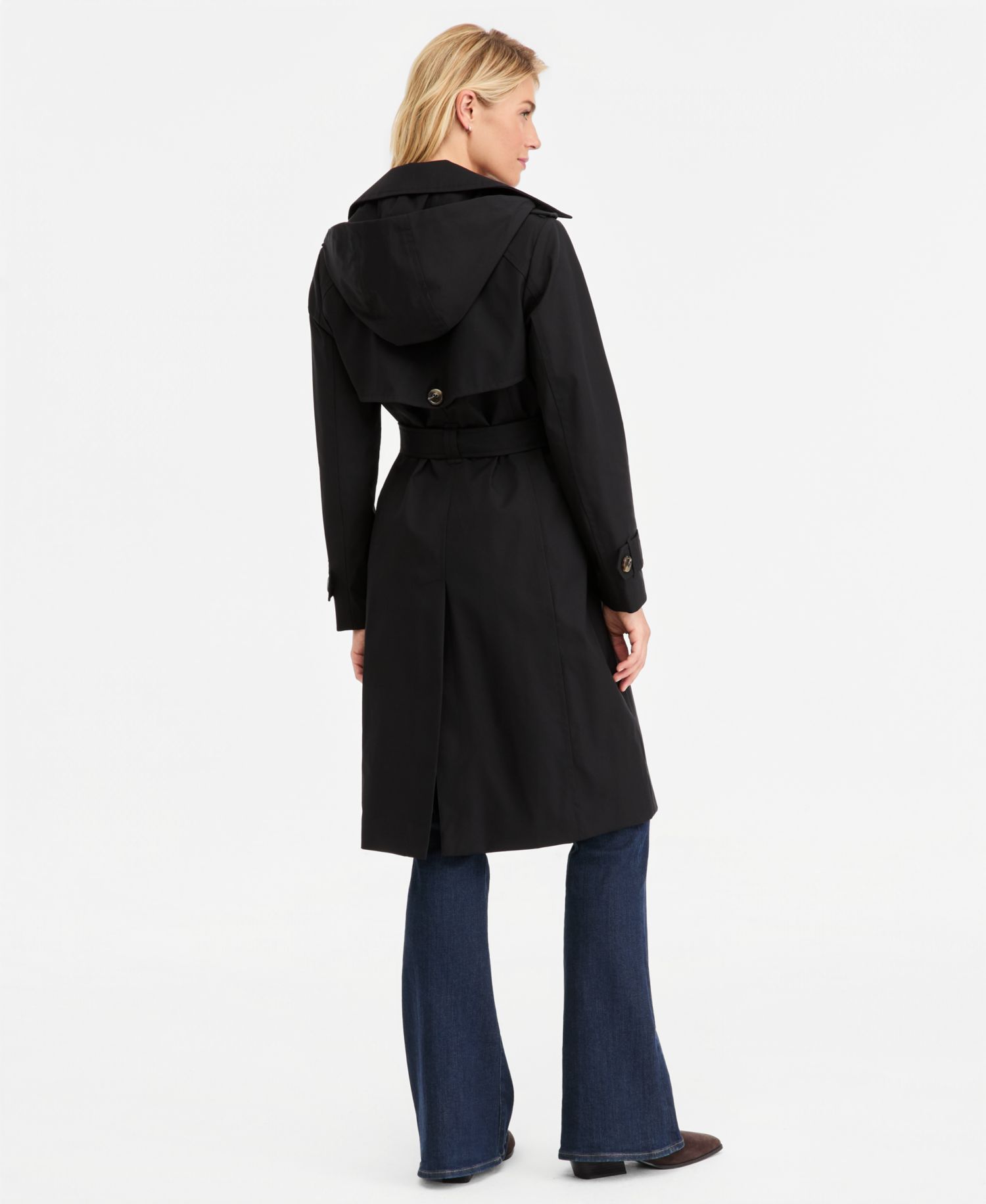 Women's Plaid-Collar Belted Trench Coat, Created for Macy's
