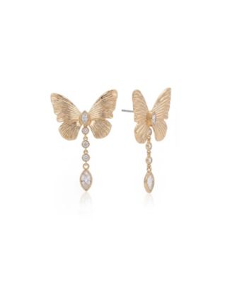 18k Gold-Tone Butterfly Dangle Earrings