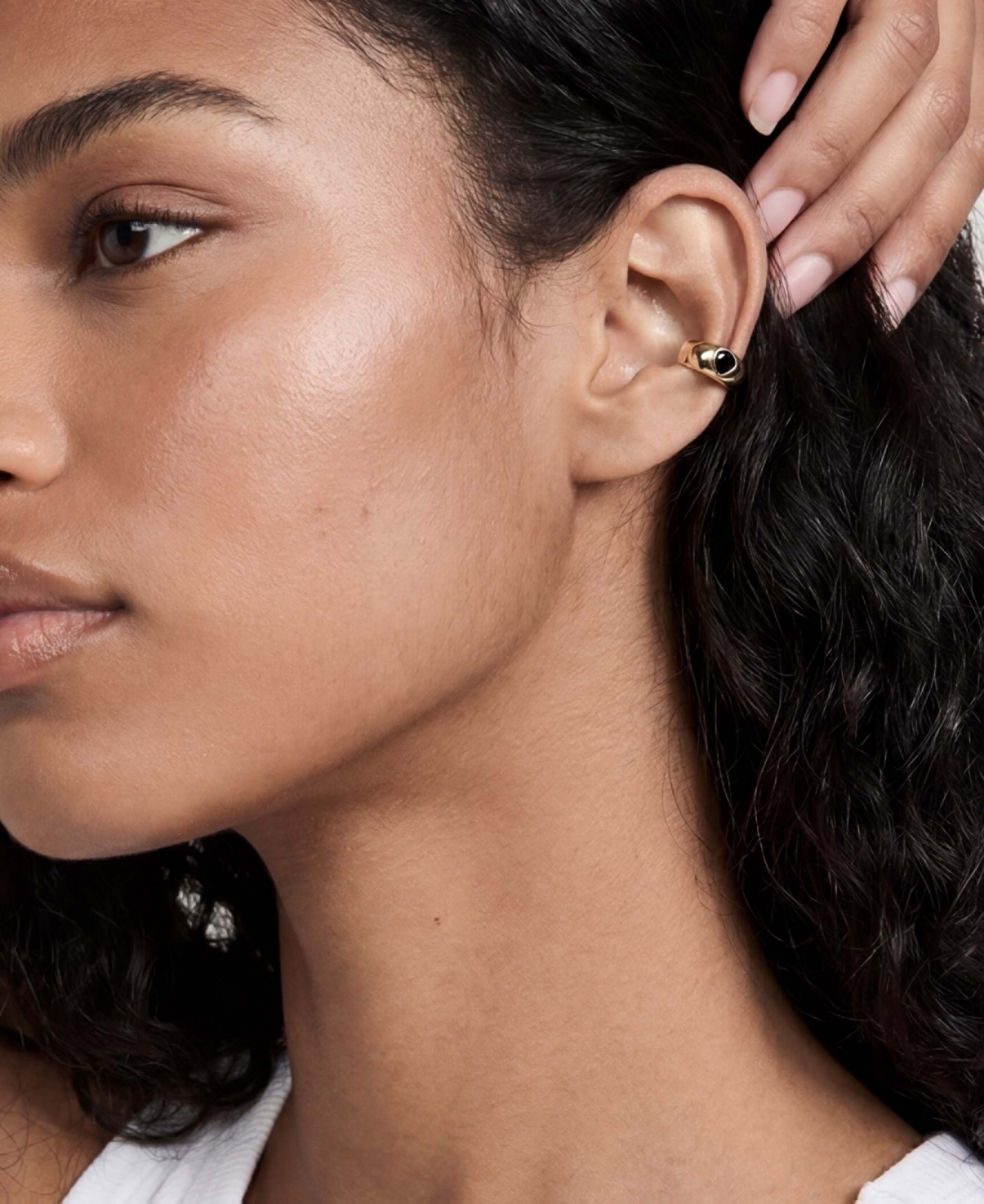 Ettika Hammered Pear Crystal Cuff Earrings