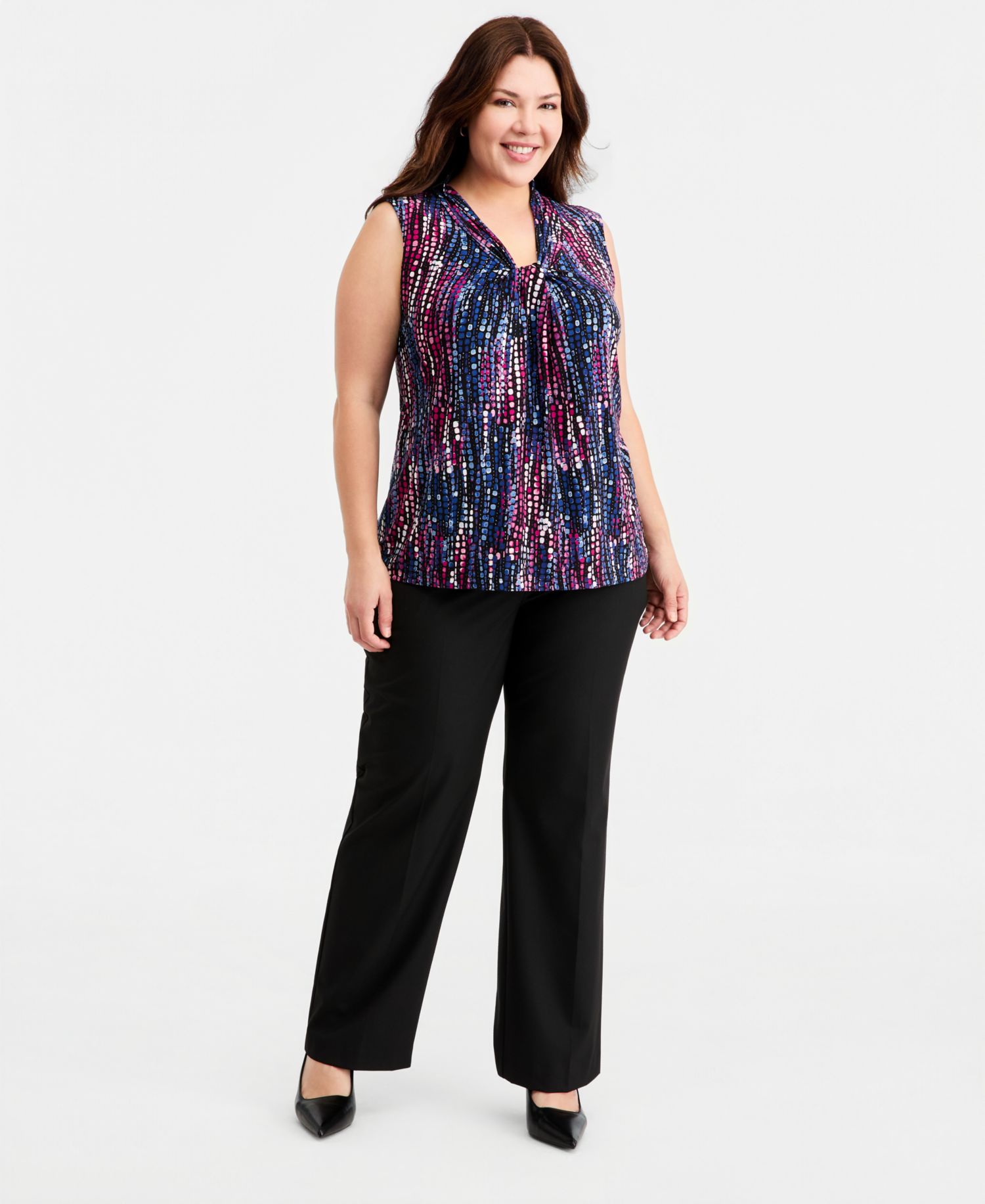 Plus Size Printed Sleeveless Top