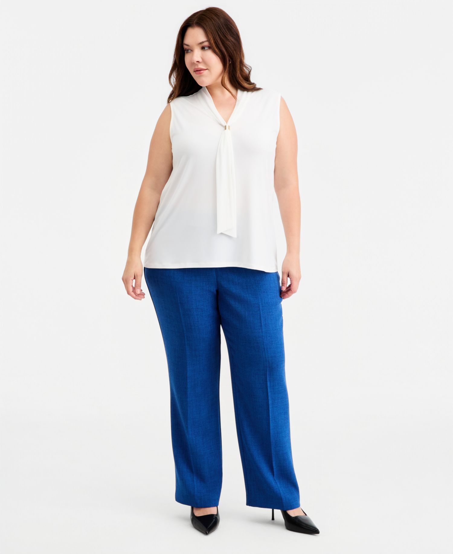 Plus Size Tie-Neck Sleeveless Top