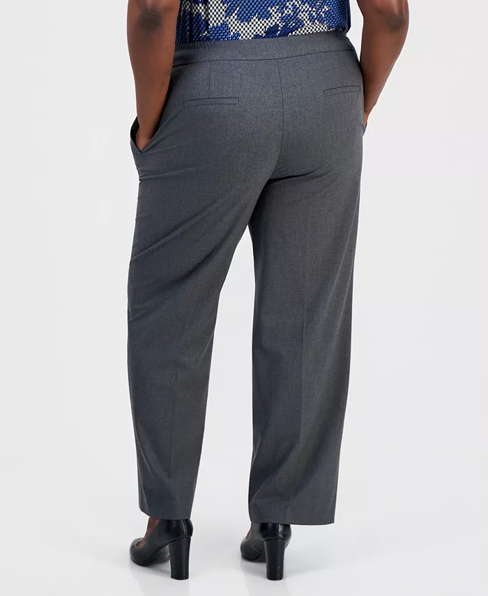 Plus Size Machine Washable Mid Rise Straight Leg Pants - thumbnail 3