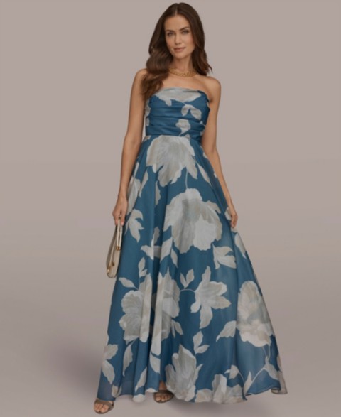 Женские платья Donna Karan New York Women's Strapless Floral Organza Gown