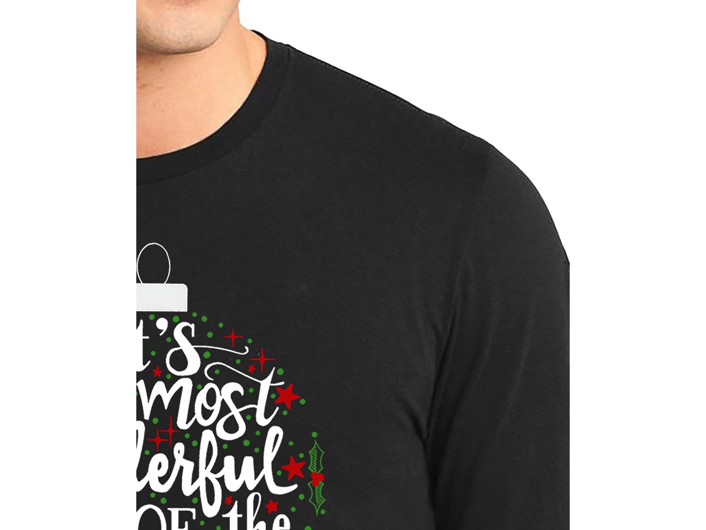 Мужская футболка LA Pop Art Christmas Ornament Word Art Long-Sleeve, цвет: Чёрный — фото 2
