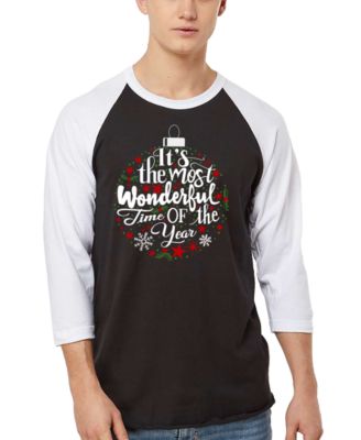 Men's Christmas Ornament Raglan Baseball Word Art T-Shirt