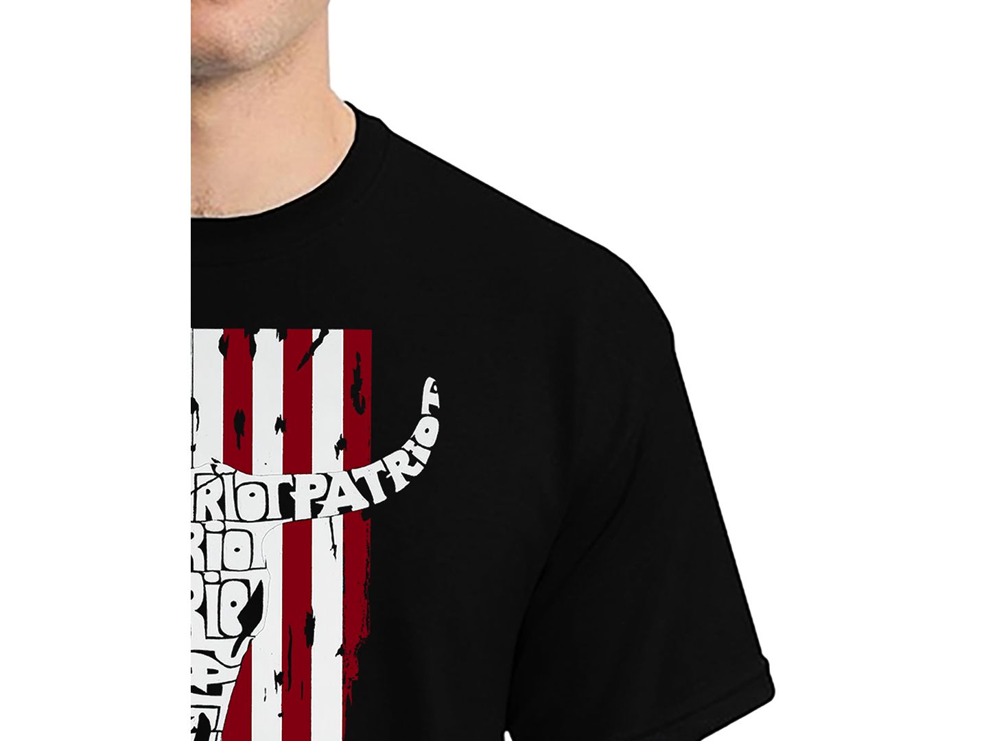 Мужская футболка LA Pop Art Patriot Cow Skull Word Art, цвет: Чёрный — фото 2