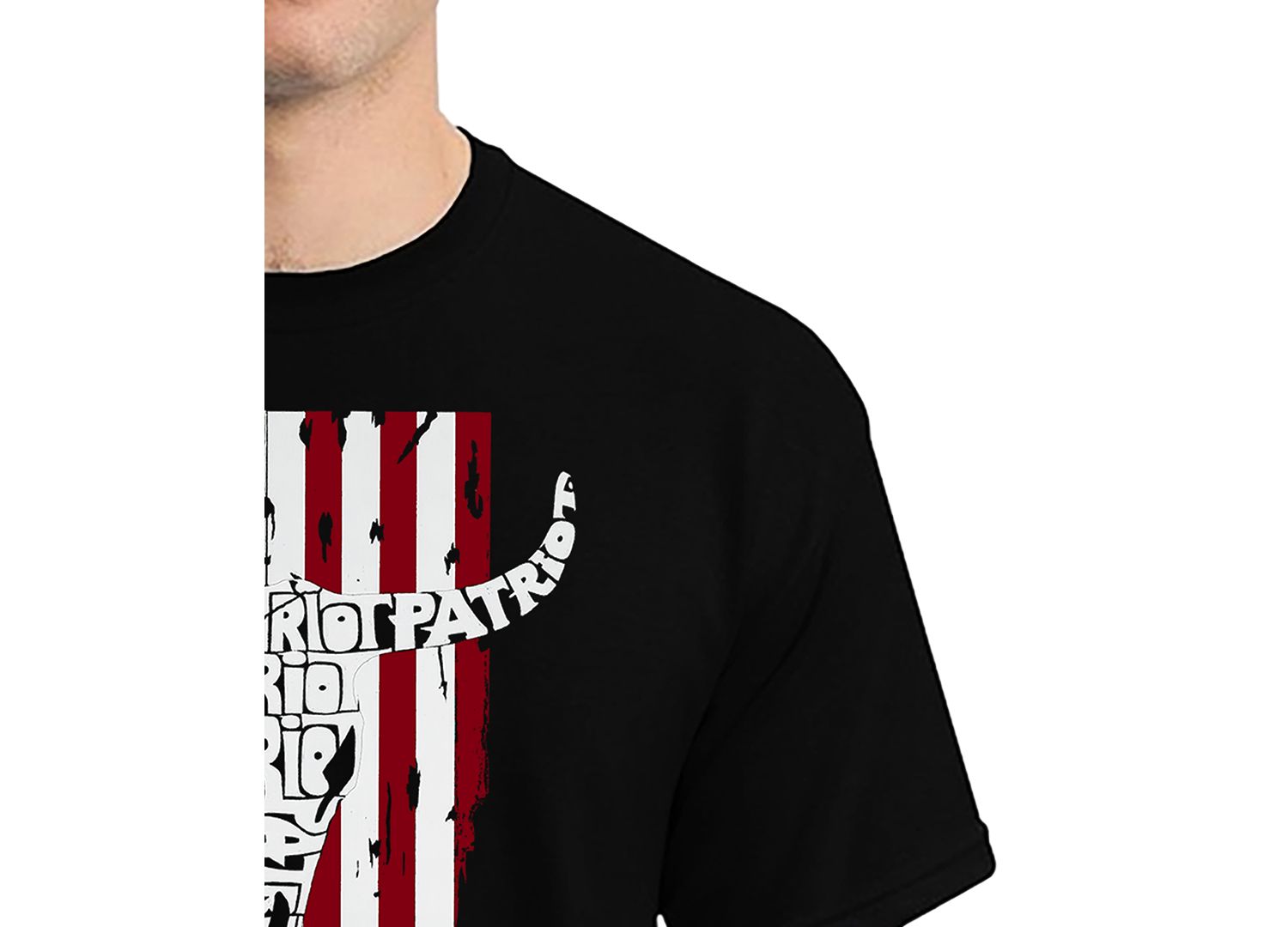 Men's Patriot Cow Skull Word Art T-Shirt
