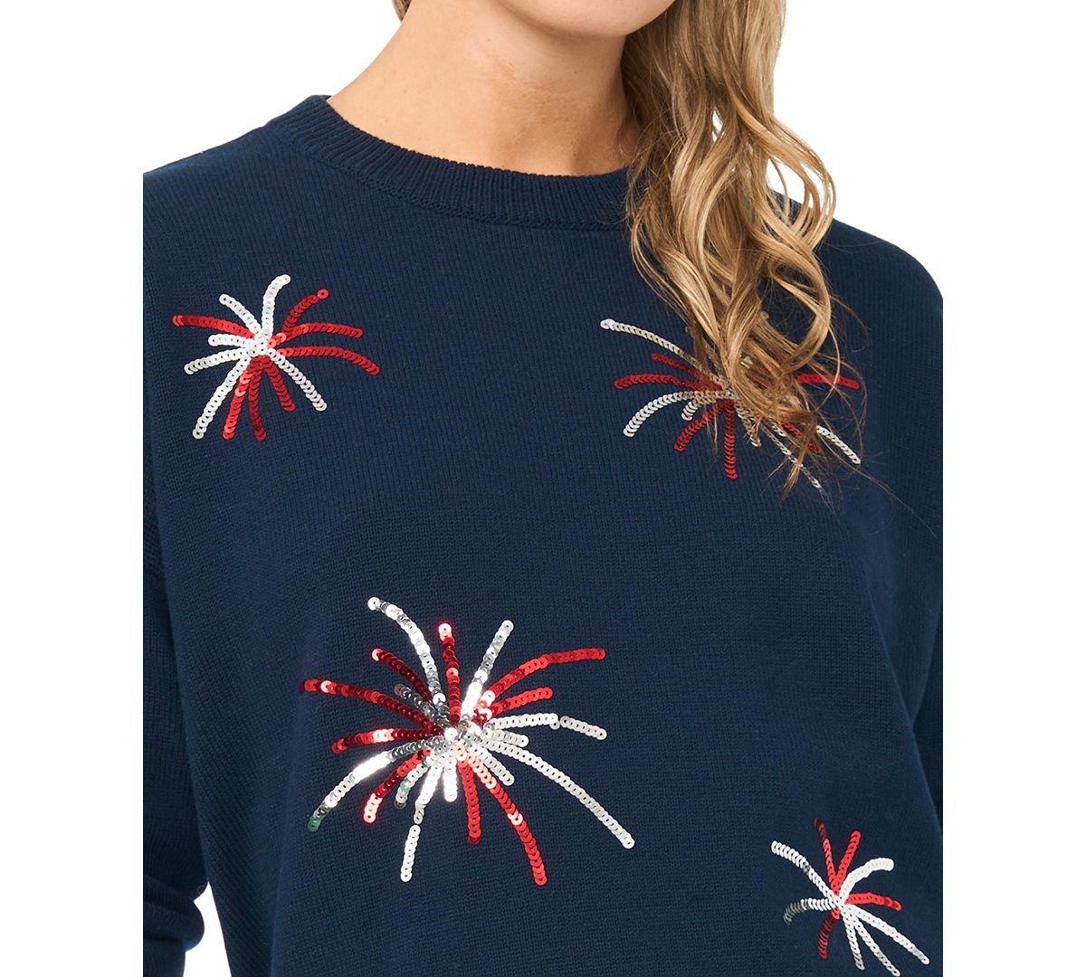 Vince Camuto Women's Firework Motif Crewneck Sweater