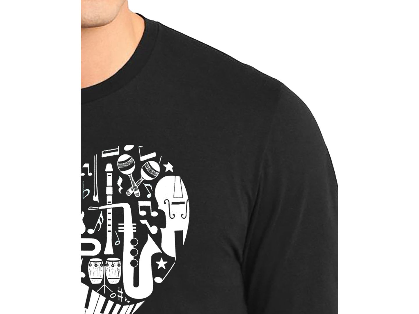 Мужская футболка LA Pop Art Music Instruments Heart Word Art Long-Sleeve, цвет: Чёрный — фото 2