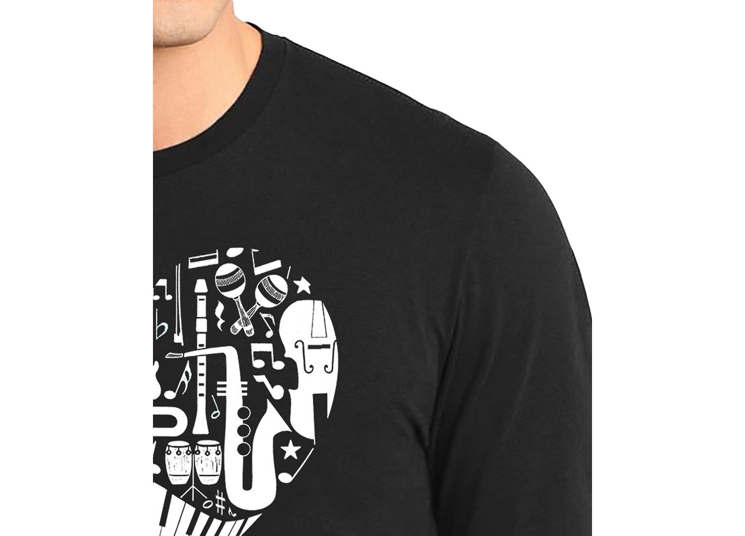 Men's Music Instruments Heart Word Art Long-Sleeve T-Shirt