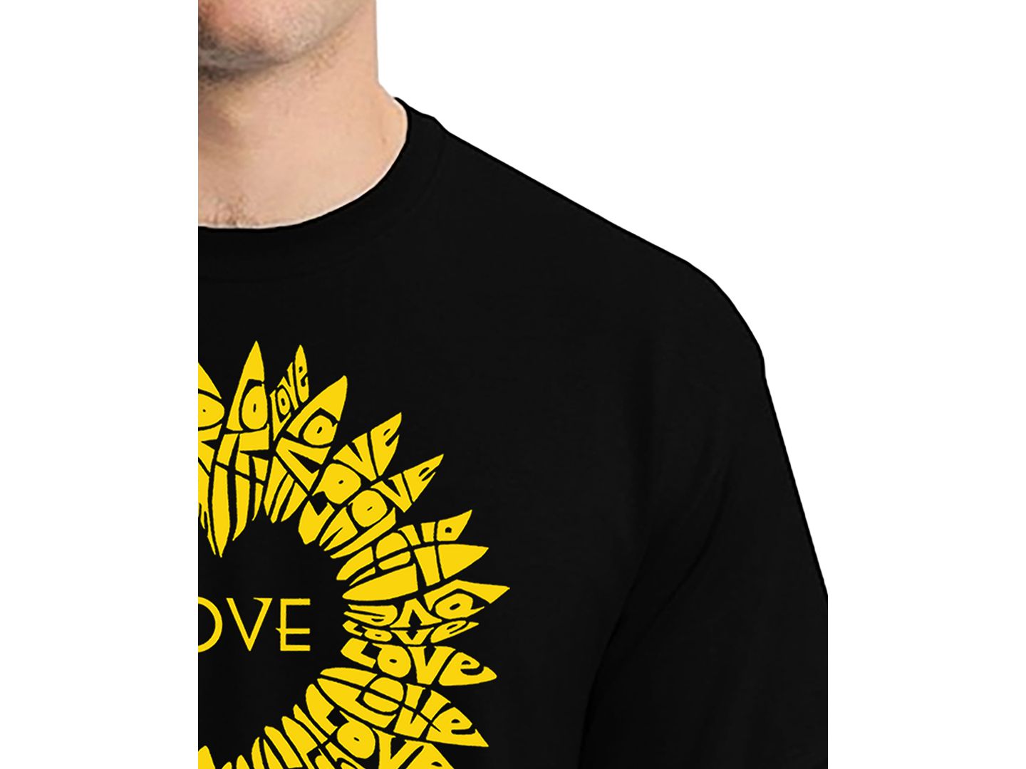 Мужская футболка LA Pop Art Love Sunflower Word Art, цвет: Чёрный — фото 2