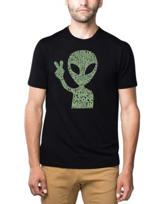 Men's Alien Extraterrestrial Word Art Cotton and Polyester Blend T-Shirt