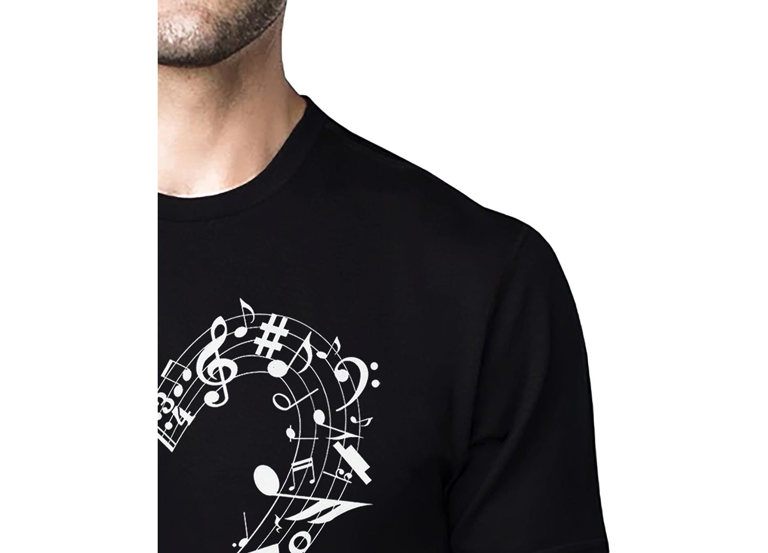 Men's Music Notes Heart Word Art Cotton and Polyester Blend T-Shirt