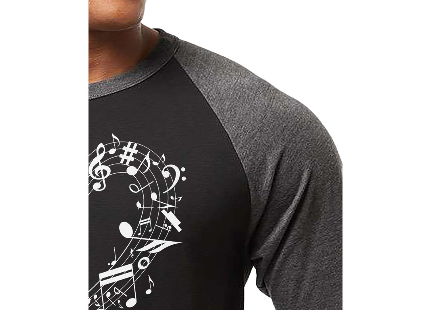 Men's Music Notes Heart Word Art Raglan-Sleeve T-Shirt