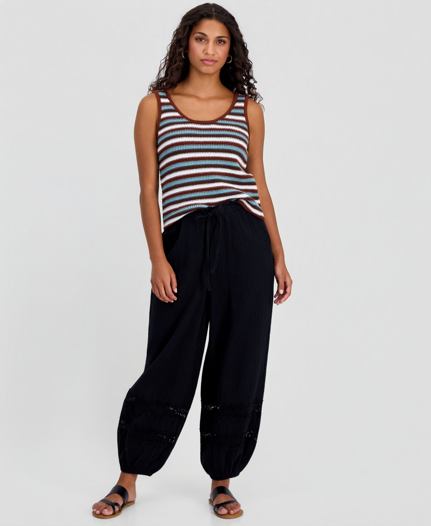 Petite Cotton Gauze Balloon Pants