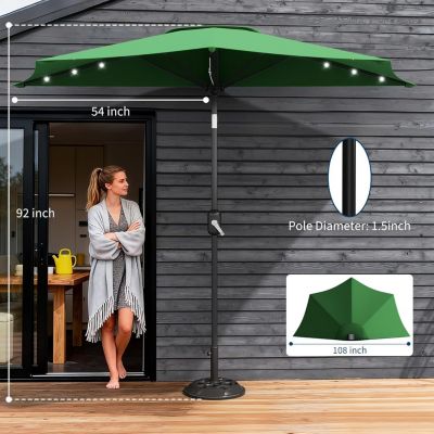 9 foot half patio umbrella gaomon 9Feet Half Patio Umbrella with Smooth Crank Lift, Shade Canopy for  Patio, Backyard, Garden with LED Lights (No Base)
