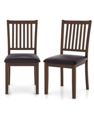Set of 2 Modern Upholstered Dining Chairs with High Slanted Backrest Design