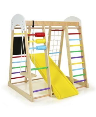 Indoor Playground Climbing Gym Wooden 8-in-1 Climber Playset for Children