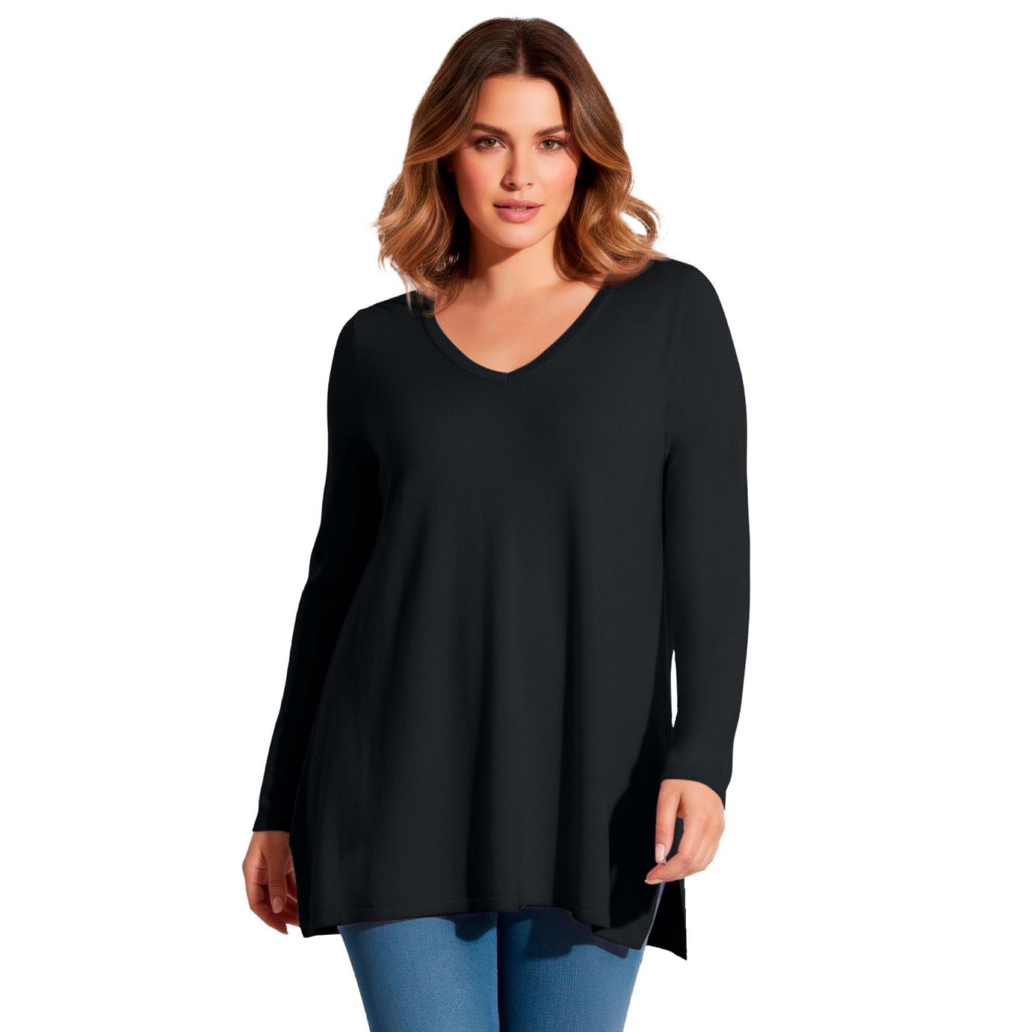 Women's V-Neck Tunic Sweater