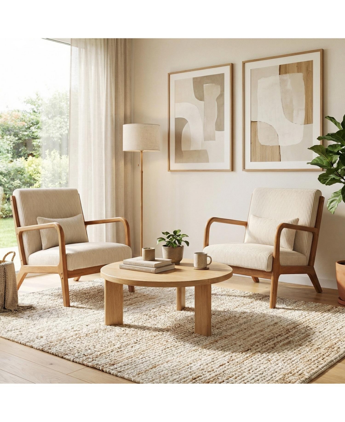 Slickblue Accent Lounge Chair Corduroy Fabric with Lumbar Pillow Support