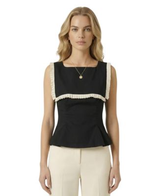 Women's Sleeveless Ruffle-Trim Peplum Top
