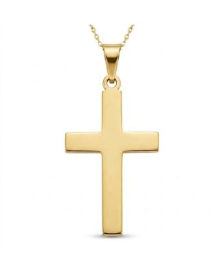 Solid 18k Yellow Gold Small Flat Square Cross Pendant - 18x12mm