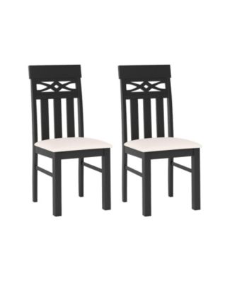 Dining Chairs Set of 2 Rubber Wood Frame with High Back Seat