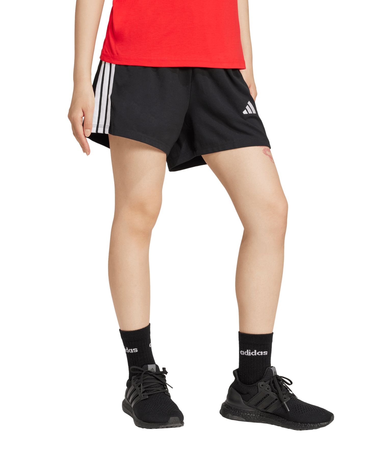 Женские шорты adidas Essential Drawstring Pull-On, цвет: Чёрный / Белый — фото 3