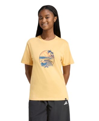 Women's Summer Slides Crewneck Graphic Cotton T-Shirt