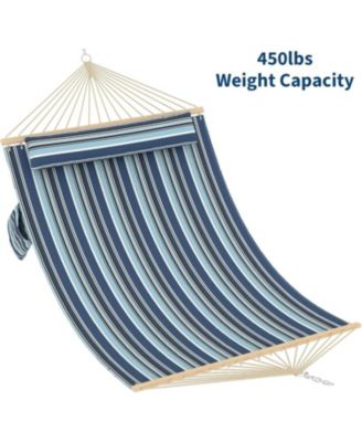 Double Quilted Fabric Hammock, 450 LBS Capacity for Outdoor Patio Backyard Poolside,Stripes