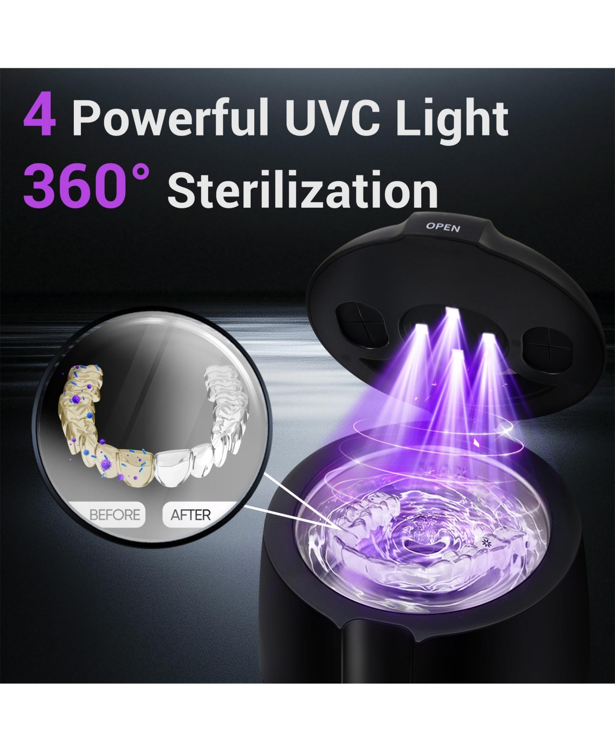 MySmile MS202B Cordless Ultrasonic Retainer and Jewelry Cleaning Pod for Home 48kHz with Digital Timer