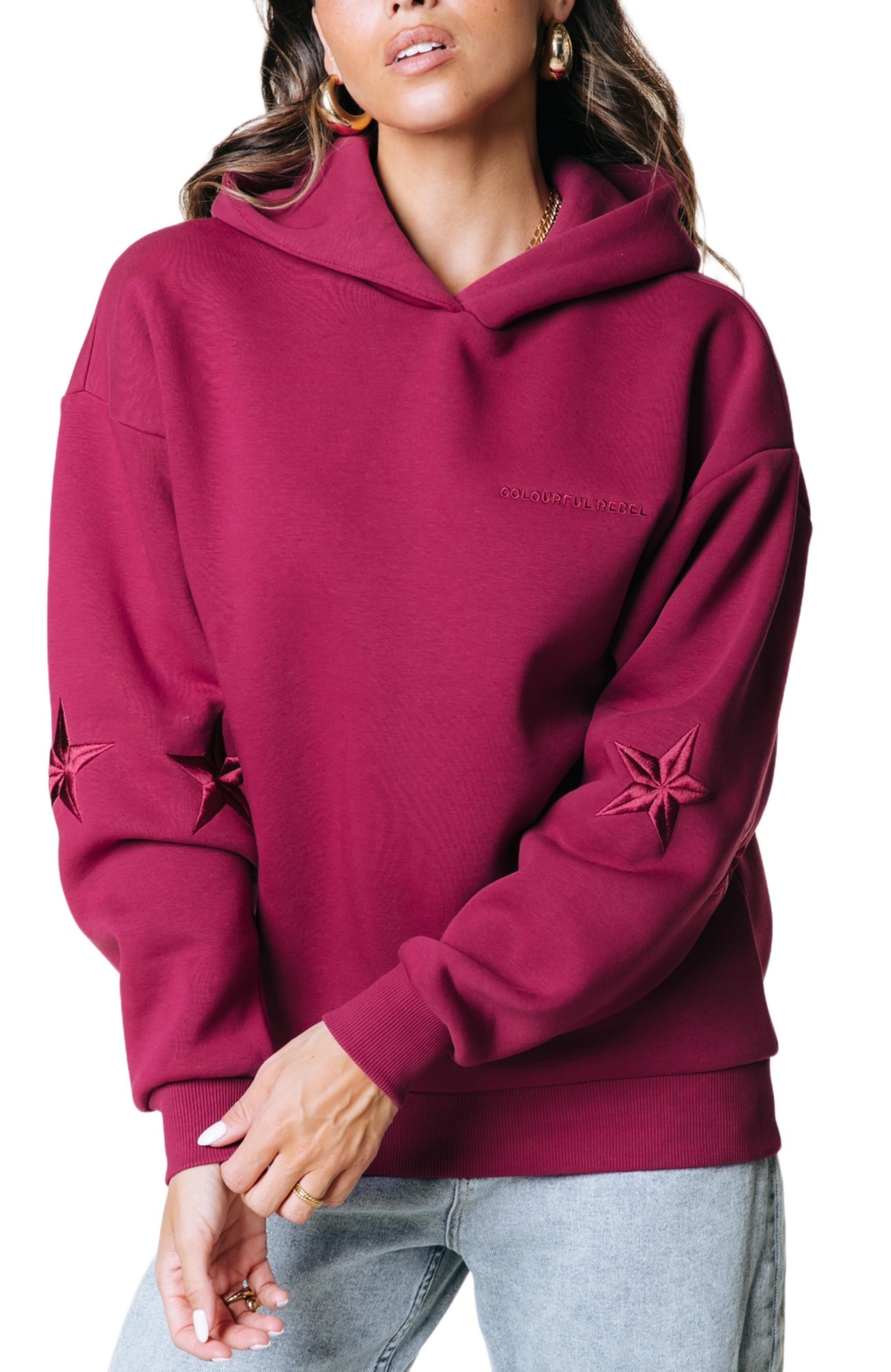 Colourful Rebel Women's Stars Embro Clean Hoodie