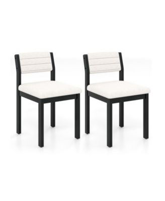 Modern Armless Dining Chairs Set of 2 with Sherpa Upholstery and Wood Frame
