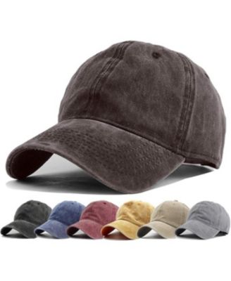 Washed Distressed Twill Cotton Baseball Cap - Vintage Adjustable Dad Hat for Men Women