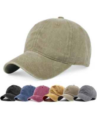 Washed Distressed Twill Cotton Baseball Cap - Vintage Adjustable Dad Hat for Men Women