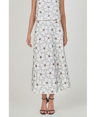 Women's Floral Beaded Midi Skirt
