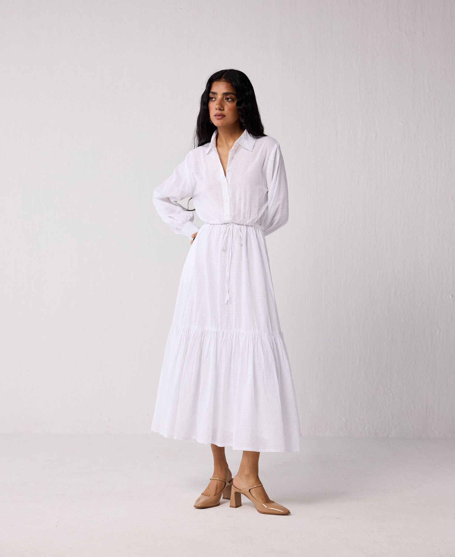 Women's Embroidered Flowy Tiered Maxi Dress