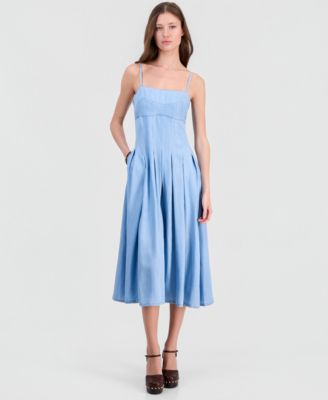 Women's Bria Chambray Midi Pleated Dress
