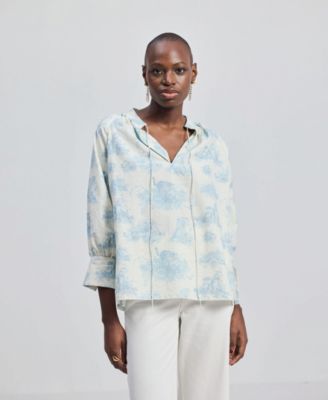 Women's Relaxed-fit Shirt with Drawstring in Animal Print