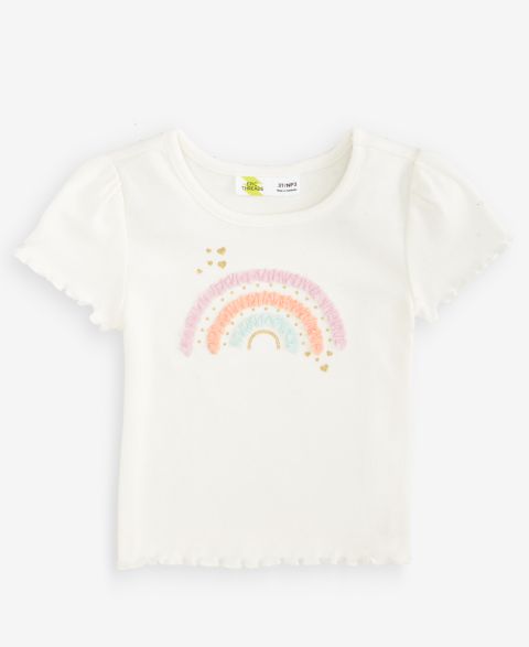 Футболка Epic Threads Rainbow Elevated Ribbed T-Shirt для девочек-малышей, цвет: Белый