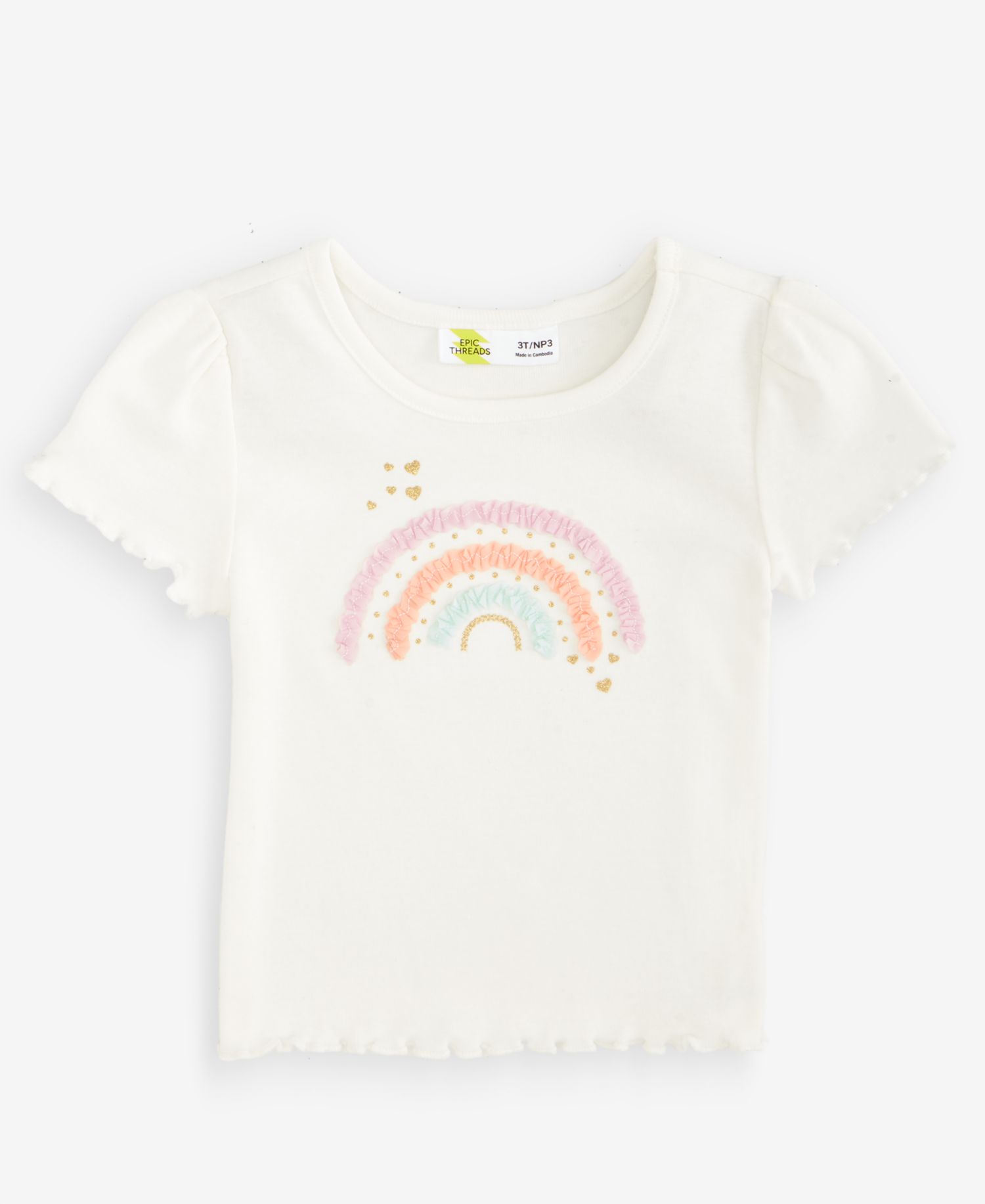 Toddler Girls' 12M-5T Rainbow Elevated Ribbed T-Shirt