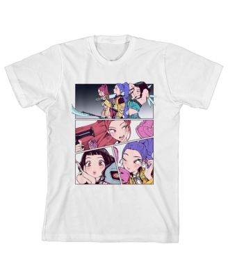 Boys Huntr/X Panel Art Youth White Crew Neck Short Sleeve T-shirt