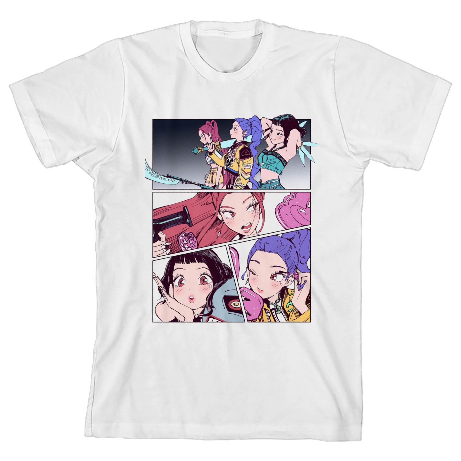 Big Boys Huntr/X Panel Art Youth White Crew Neck Short Sleeve T-shirt